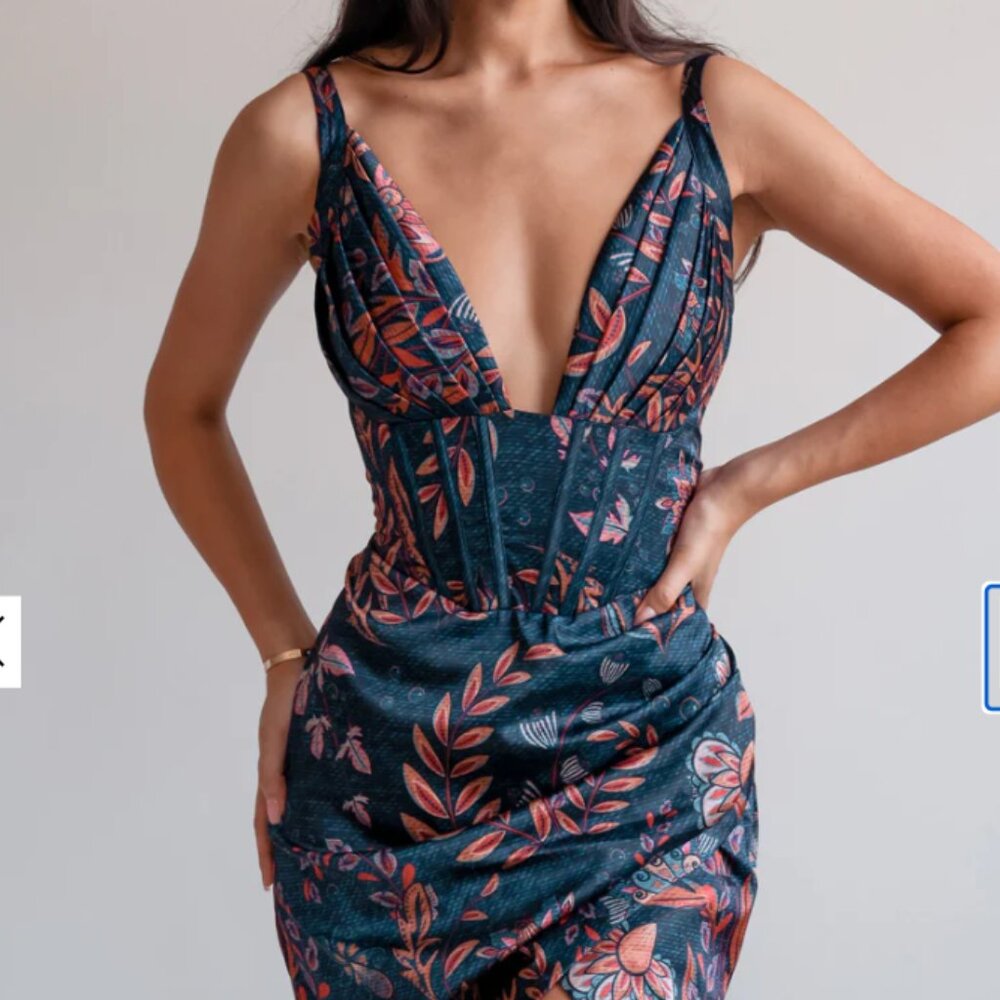 Halley Draped Midi Dress by Averie, Size M